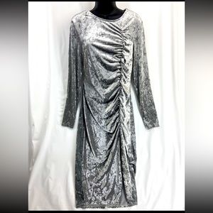Kahlana Barfield Brown Future Collective Women's Silver Ruched Dress Size M- NWT